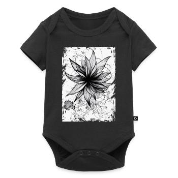 Himmlische Blumenblumenleitungskunst Illustration - Baby Premium Kurzarmbody - Schwarz - Vorne