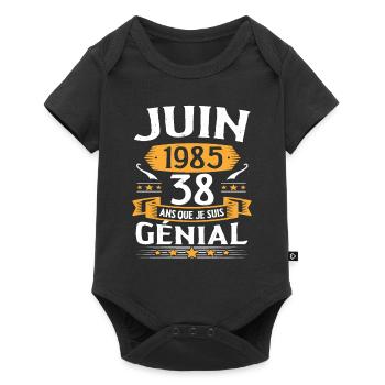 Juin 1985 38 Ans Que Je Suis Génial Anniversaire - Body à manches courtes Premium Bébé - noir - Devant