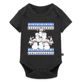 Snowman Christmas Tree - Baby Premium Kurzarmbody - Schwarz - Vorne