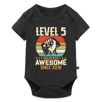 Level 5 Jahre Gaming-Geburtstagsgeschenk freischalten - Baby Premium Kurzarmbody - Schwarz - Vorne