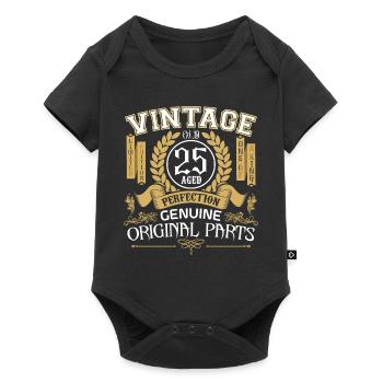 Vintage 25 ans - cadeau d'anniversaire 25 ans - Body à manches courtes Premium Bébé - noir - Devant