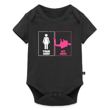 Deine Mutter Meine Mutter Fallschirmspringerin - Baby Premium Kurzarmbody - Schwarz - Vorne