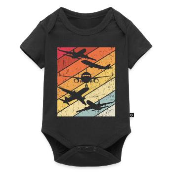 Retro Flugzeugführer Fliegen Vintage Flugzeug Pilo - Baby Premium Kurzarmbody - Schwarz - Vorne