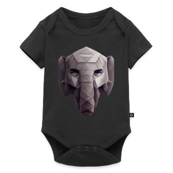 Netter Elefantenkopf Polygon niedriger Poly Elefan - Baby Premium Kurzarmbody - Schwarz - Vorne
