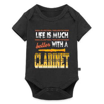Life Is Much Better With A Clarinet Retro - Baby Premium short-sleeve bodysuit - black - Front