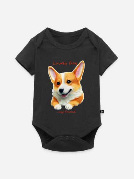 lovely day my friend - Baby Premium Kurzarmbody - Schwarz