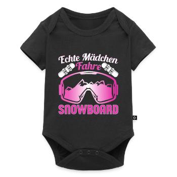 Snowboarden Echte Mädchen fahren Snowboard - Baby Premium Kurzarmbody - Schwarz - Vorne