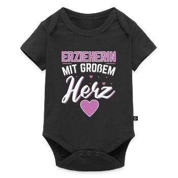 Kindergärtnerin Erzieherin mit großem Herz - Baby Premium Kurzarmbody - Schwarz - Vorne