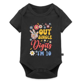 Peace Out Single Digits I'm 10 Flower 10th - Baby Premium Kurzarmbody - Schwarz - Vorne