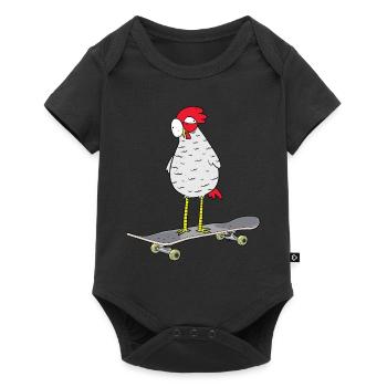 Skateboard Poulet Patinage Patineur Jeunesse Patinage - Body à manches courtes Premium Bébé - noir - Devant