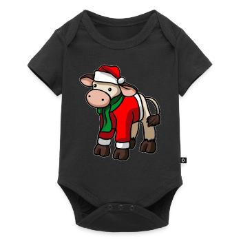 Cow Beef Christmas Hat - Baby Premium short-sleeve bodysuit - black - Front