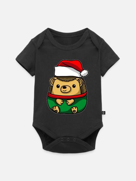 Igel mit Christmas Sweater - Baby Premium Kurzarmbody - Schwarz