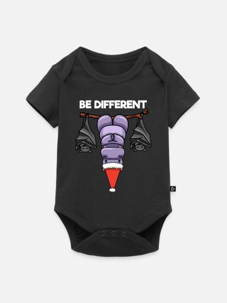 Be Different Nilpferd Fledermaus Weihnachtsmann - Baby Premium Kurzarmbody - Schwarz