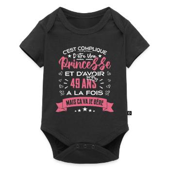 Une princesse a 49 ans, Cadeau d’anniversaire - Body à manches courtes Premium Bébé - noir - Devant
