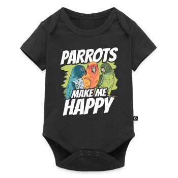 Parrots make me happy Cute parrot animal - Baby Premium short-sleeve bodysuit - black - Front