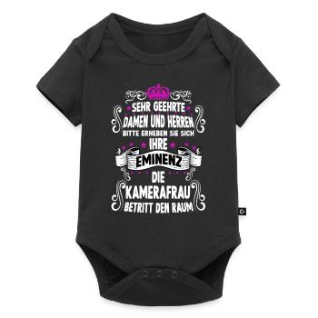 Kamerafrau T witziges Spruch Motiv Kamerafrau - Baby Premium Kurzarmbody - Schwarz - Vorne