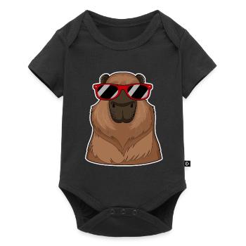 Capybara portant des lunettes rouges drôle de jeu de mots cochon d’Inde - Body à manches courtes Premium Bébé - noir - Devant