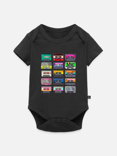 Cassette Mixtape - Baby Premium Kurzarmbody - Schwarz
