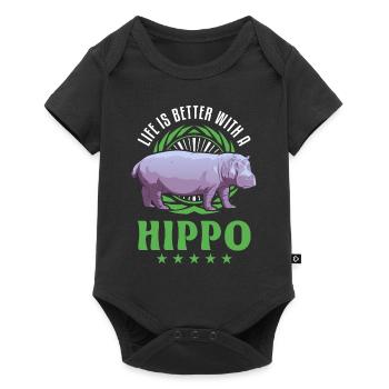 La vie est meilleure avec un hippopotame - Body à manches courtes Premium Bébé - noir - Devant