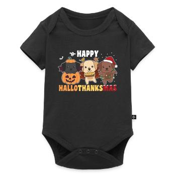 Happy Hallothanksmas Labrador Weihnachten - Baby Premium Kurzarmbody - Schwarz - Vorne