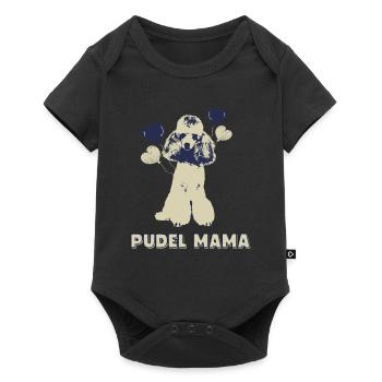 Damen Pudel Mama Hund mit Herzen Damen Vintage Hun - Baby Premium Kurzarmbody - Schwarz - Vorne