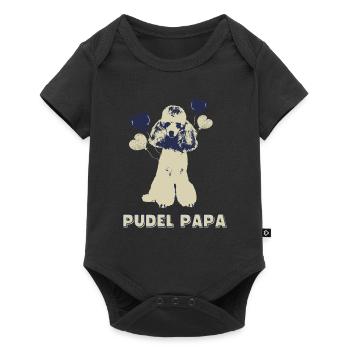 Herren Pudel Papa Hund mit Herzen Herren Vintage H - Baby Premium Kurzarmbody - Schwarz - Vorne