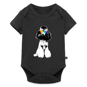 Caniche Chien avec Rainbow LGBTQ Lunettes de soleil Chiens - Body à manches courtes Premium Bébé - noir - Devant