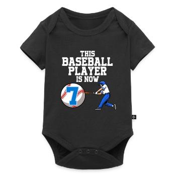 Joueur de baseball Ce joueur a 7 ans de baseball - Body à manches courtes Premium Bébé - noir - Devant