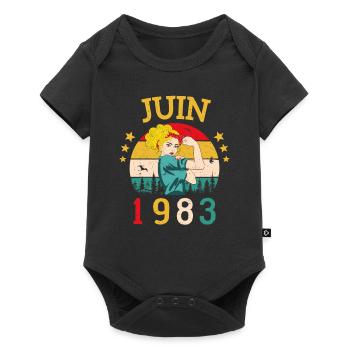 Juin 1983 Anniversaire Vintage Happy Birthday - Body à manches courtes Premium Bébé - noir - Devant