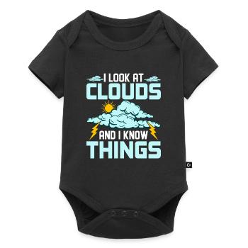 Je regarde les nuages et je sais des choses Météorologie - Body à manches courtes Premium Bébé - noir - Devant