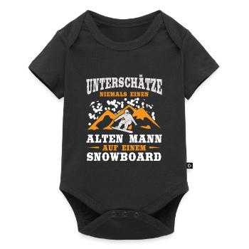 Snowboard Unterschätze niemals einen alten Mann - Baby Premium Kurzarmbody - Schwarz - Vorne