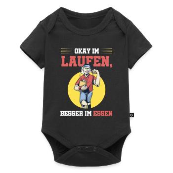 Lustiges Marathon Läufer Laufen Cross Country - Baby Premium Kurzarmbody - Schwarz - Vorne