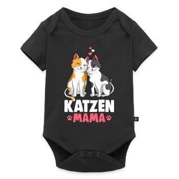 Katzen Mama Katzenmama Katze Damen - Baby Premium Kurzarmbody - Schwarz - Vorne
