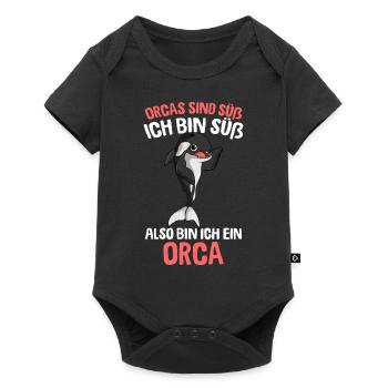 Orcas sind süß Wal Schwertwal Killerwal - Baby Premium Kurzarmbody - Schwarz - Vorne