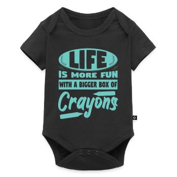 Life Is More Fun With Bigger Box Of Crayons - Baby Premium short-sleeve bodysuit - black - Front