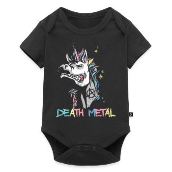 Death Metal Einhorn Musik Metal Head Rocker Heavy - Baby Premium Kurzarmbody - Schwarz - Vorne