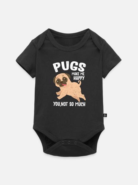 Mops - Baby Premium Kurzarmbody - Schwarz