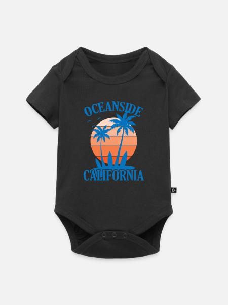 Oceanside California Wellenreiten surfen - Baby Premium Kurzarmbody - Schwarz