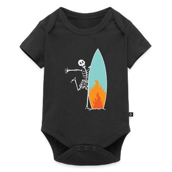 Surfing skeleton with burning surfboard - Baby Premium short-sleeve bodysuit - black - Front