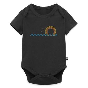 Waves and sun for surfing Surfing - Baby Premium short-sleeve bodysuit - black - Front