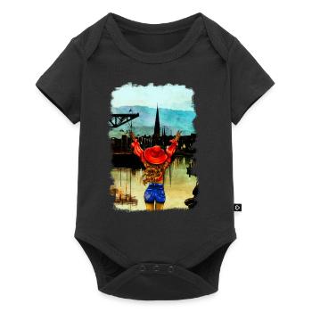 Rostock City Harbour blonde woman illustration - Baby Premium short-sleeve bodysuit - black - Front