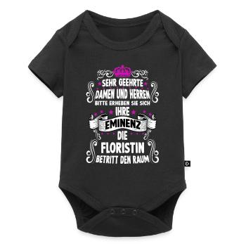 Floristin T witziges Spruch Motiv Floristin - Baby Premium Kurzarmbody - Schwarz - Vorne