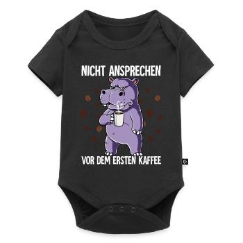 Nicht Ansprechen Vor Dem Ersten Kaffee Nilpferd - Baby Premium Kurzarmbody - Schwarz - Vorne