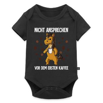 Nicht Ansprechen Vor Dem Ersten Kaffee Pferd - Baby Premium Kurzarmbody - Schwarz - Vorne