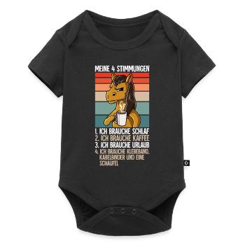 Meine 4 Stimmungen Kaffee Pferd - Baby Premium Kurzarmbody - Schwarz - Vorne