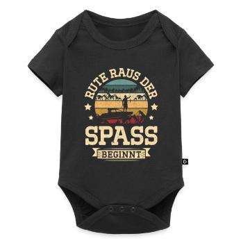 Lustiges Angel Fischer Angelrute Fischen Angeln - Baby Premium Kurzarmbody - Schwarz - Vorne