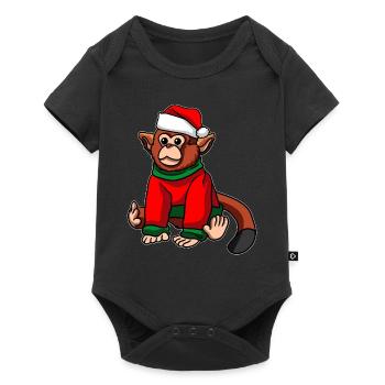 Monkey with Christmas Hat Christmas Costume - Baby Premium short-sleeve bodysuit - black - Front
