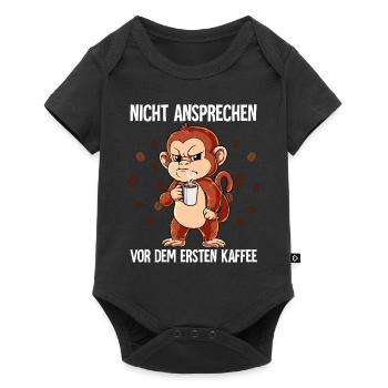 Nicht Ansprechen Vor Dem Ersten Kaffee Affe - Baby Premium Kurzarmbody - Schwarz - Vorne