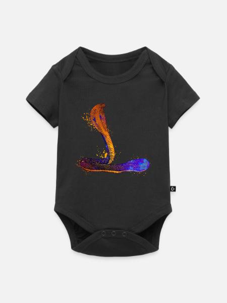 Farbenfrohe Kobra - Baby Premium Kurzarmbody - Schwarz