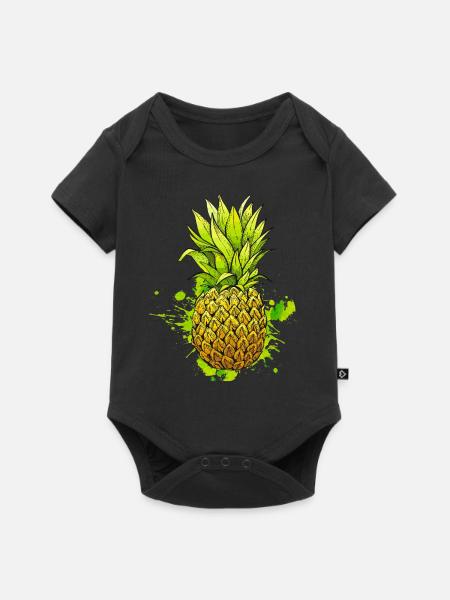 Ananas / Tropische Frucht - Baby Premium Kurzarmbody - Schwarz